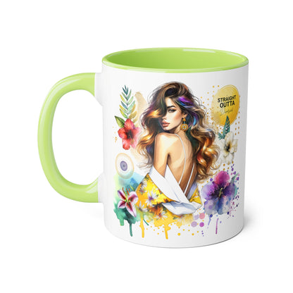Straight Outta Divorced Humoristic Vibrant Accent Mugs, Floral Coffee Cup, Artistic Drinkware, Gift for Her, Home Decor, Unique Mug