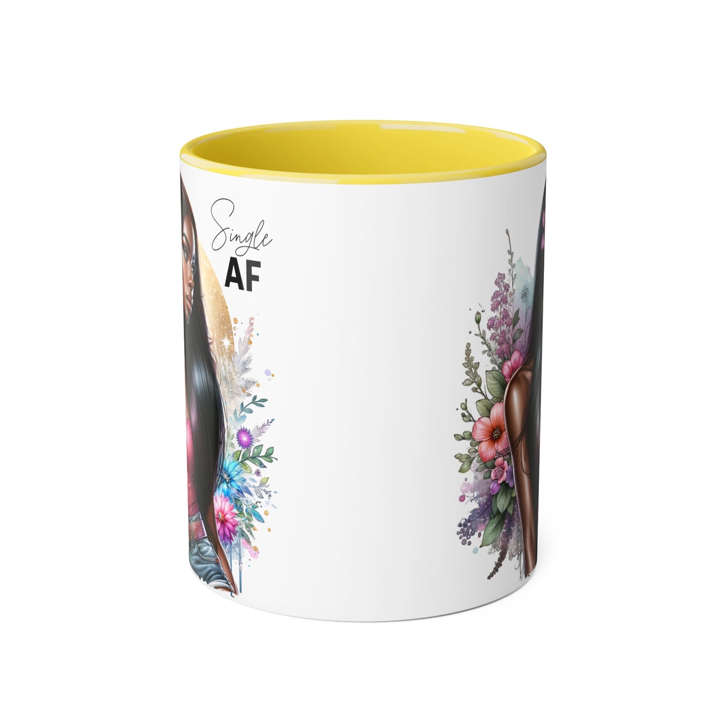 Single AF Stylish Accent Mug, Beautiful Coffee Cup, Unique Gift for Her, Trendy Drinkware, Floral Design Mug, Inspirational Sip