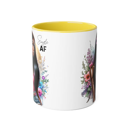 Single AF Stylish Accent Mug, Beautiful Coffee Cup, Unique Gift for Her, Trendy Drinkware, Floral Design Mug, Inspirational Sip