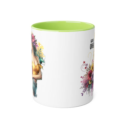 Game Over Floral Accent Mug, Gift for Gamers, Coffee Tea Cup, Home Decor, Birthday, Celebration, Unique Mug