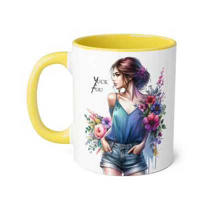 Yuck Fou Floral Art Accent Mug | Stylish Gift for Coffee Lovers, Housewarming, Birthdays, Creative Decor