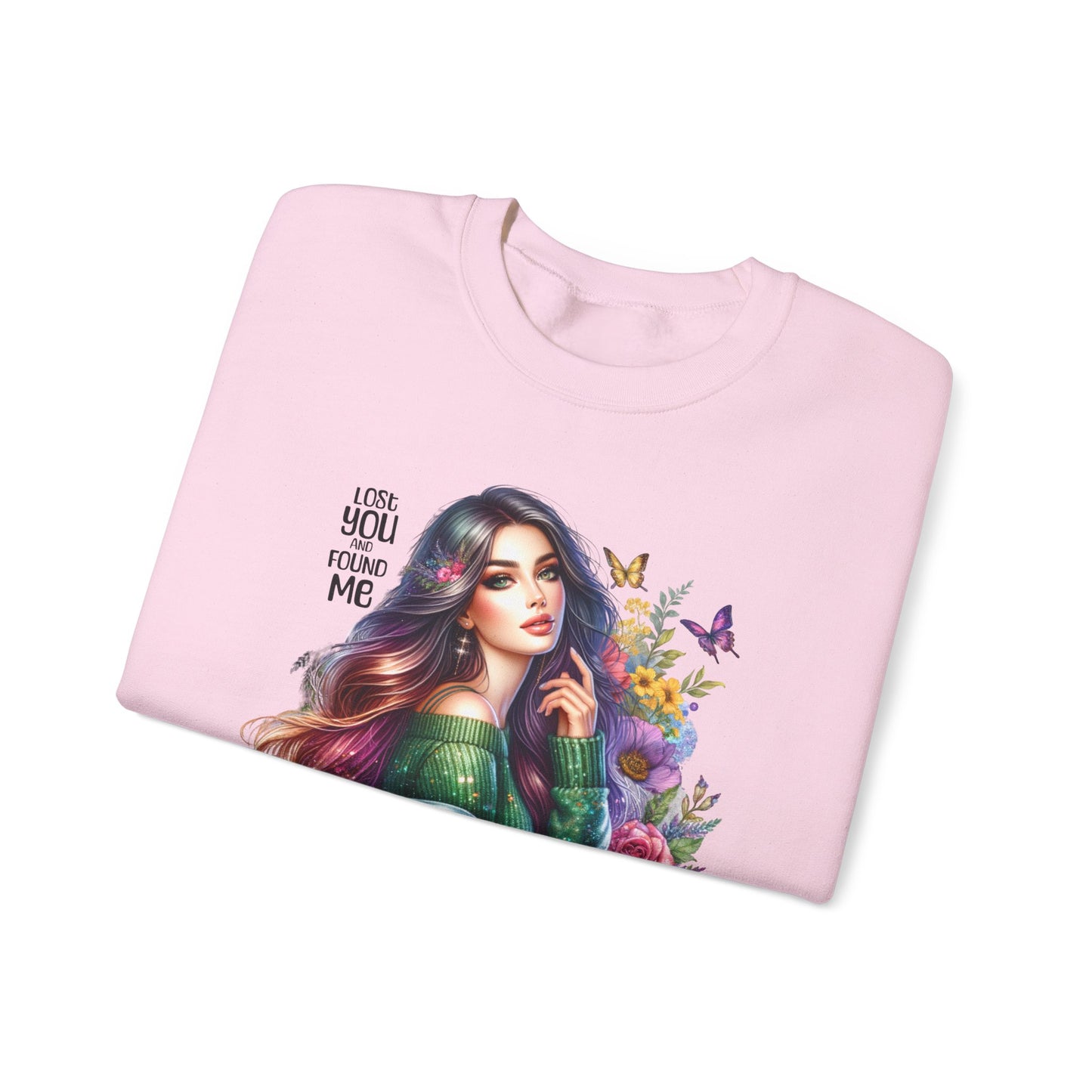 Lost You And Found Me Bohemian Floral Crewneck Sweatshirt, Cozy Graphic Sweatshirt, Gift for Her, Unique Art Pullover, Spring Fashion Crew