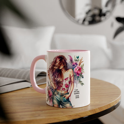 I Am My Own Happily Ever After Floral Beauty Accent Mug - Inspirational Coffee Cup, Gift for Her, Floral Mug, Motivational Drinkware, Cute Kitchen Decor