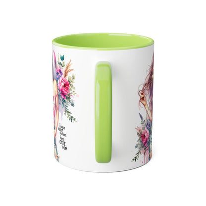 I Don't Make Mistakes, I Date Them Bohemian Floral Accent Mug, 11oz - Perfect Gift for Women, Art Lover Mug, Cute Coffee Cup, Birthday Gift, Home Decor