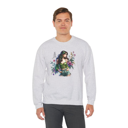 I Am My Own Happily Ever After  Heroine Floral Sweatshirt | Unisex Cozy Crewneck, Gift for Her, Vintage Style, Plant Lover's Apparel, Superhero Inspired