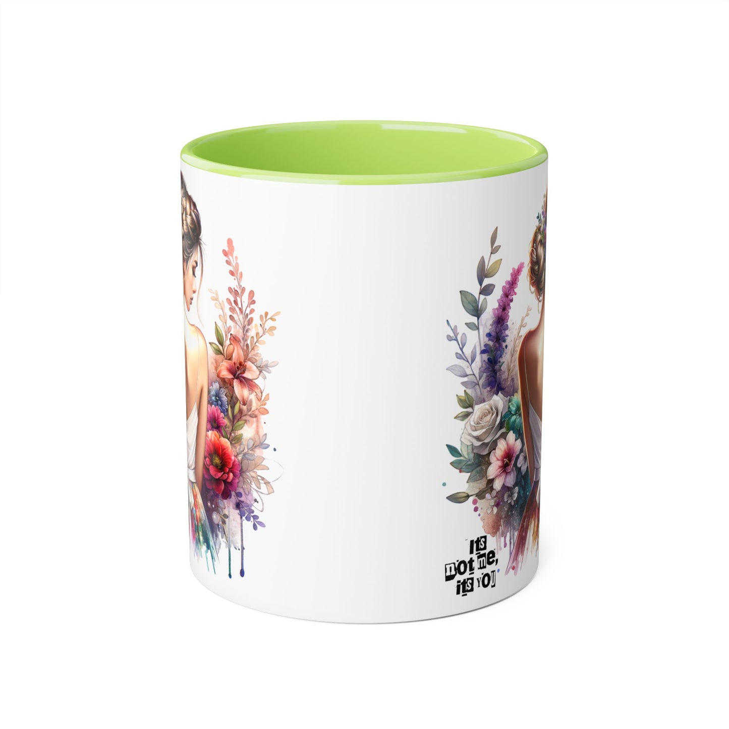 It's Not Me, It's You Humoristic Floral Accent Mug, 11oz - Artistic Coffee Cup for Women, Gift for Her, Birthday Present, Home Decor, Unique Tea Mug
