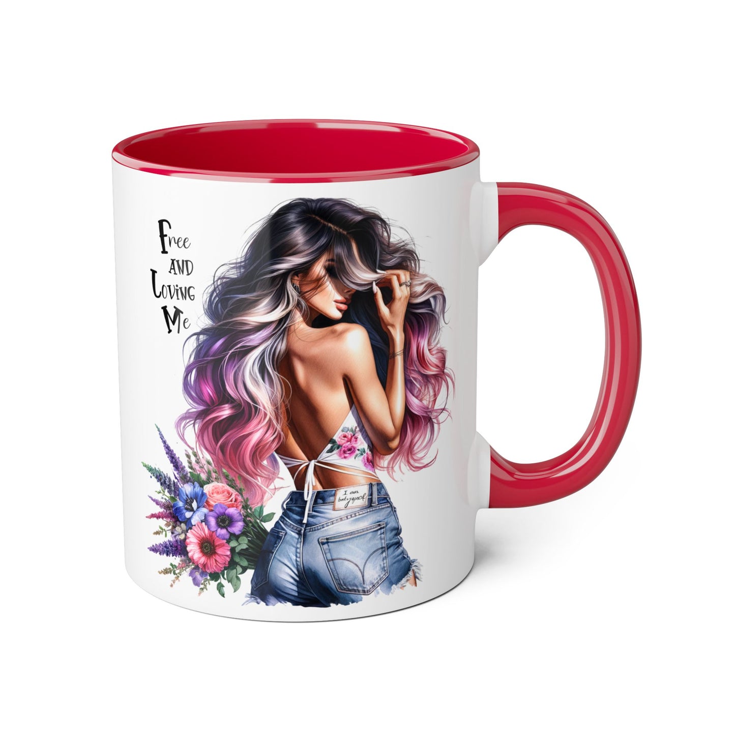 Free and Loving Me Bohemian Accent Mug | Free and Living Me | Floral Art Coffee Cup | Gift for Her | Inspirational Drinkware