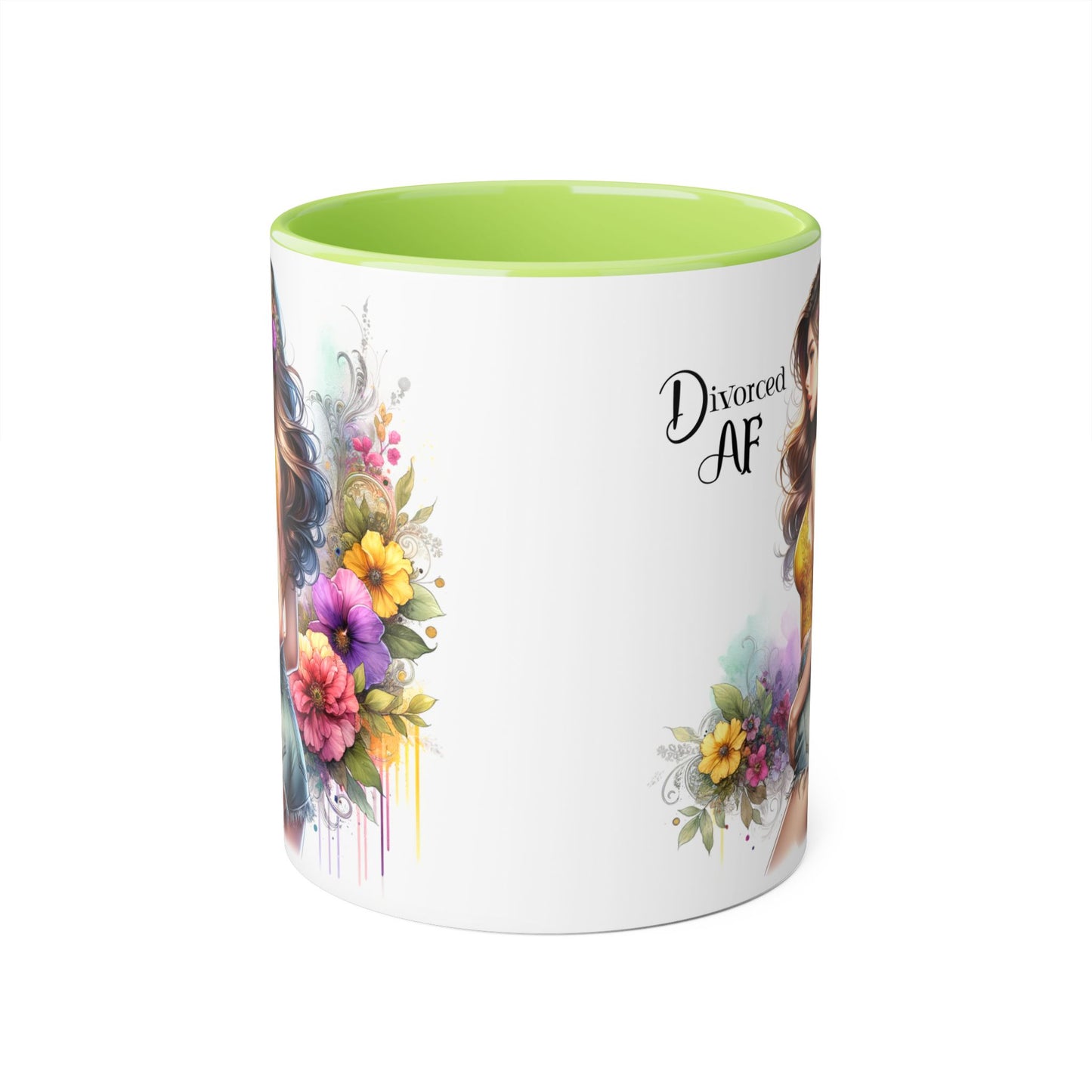 Divorced AF Floral Accent Mug, Humor Coffee Cup, Gift for Divorce Celebration, Self-Love Mug, Unique Present for Her