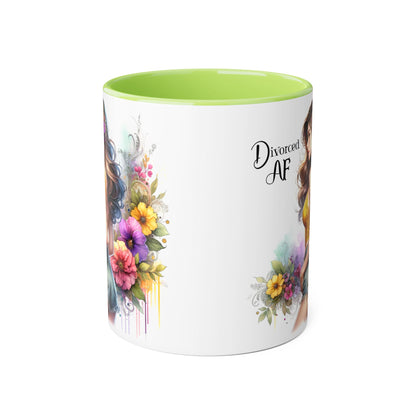 Divorced AF Floral Accent Mug, Humor Coffee Cup, Gift for Divorce Celebration, Self-Love Mug, Unique Present for Her