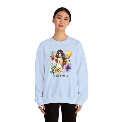 1-800-Boys-Lie Bohemian Floral Crewneck Sweatshirt, Trendy Oversized Sweater, Unique Gift for Her, Cozy Fall Apparel, Birthday & Casual Wear
