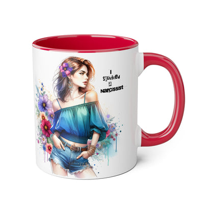 Stylish Floral Accent Mug, Trendy Coffee Cup, Gift for Her, Birthday Mug, Inspirational Drinkware