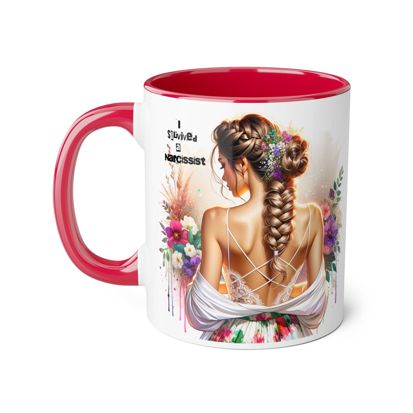 Narcissist Accent Mug, Coffee Cup for Self-Love, Gift for Her, Inspirational Mug, Floral Art Ceramic Mug