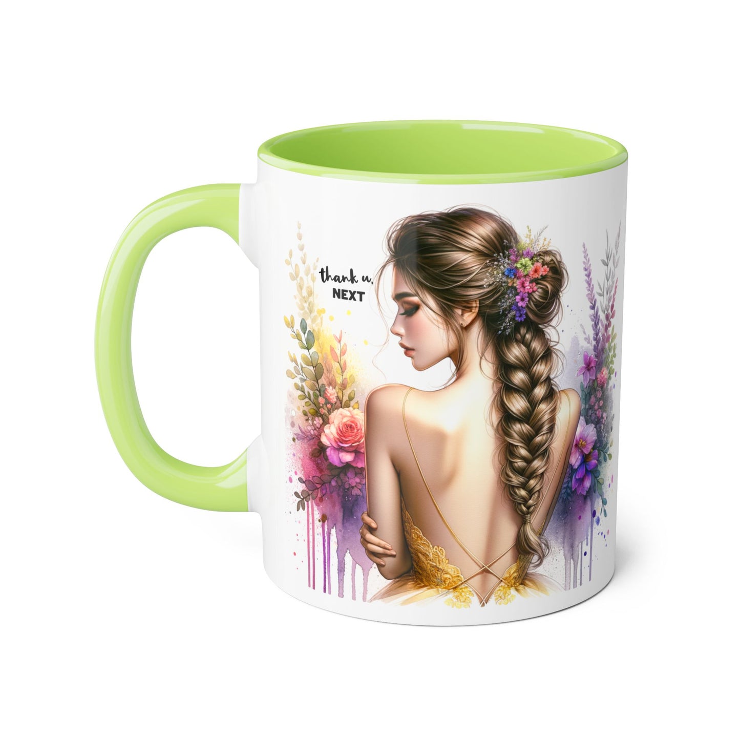 Thank U, Next Floral Art Accent Mug - Perfect Gift for Coffee Lovers, Boho Decor, Birthday, Tea Time, Home Office