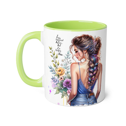 I Was Married Before But I'm Better Now Beautiful Floral Accent Mug - Inspirational Coffee Cup, Gift for Her, Home Decor, Tea Lover, Mother's Day, Birthday