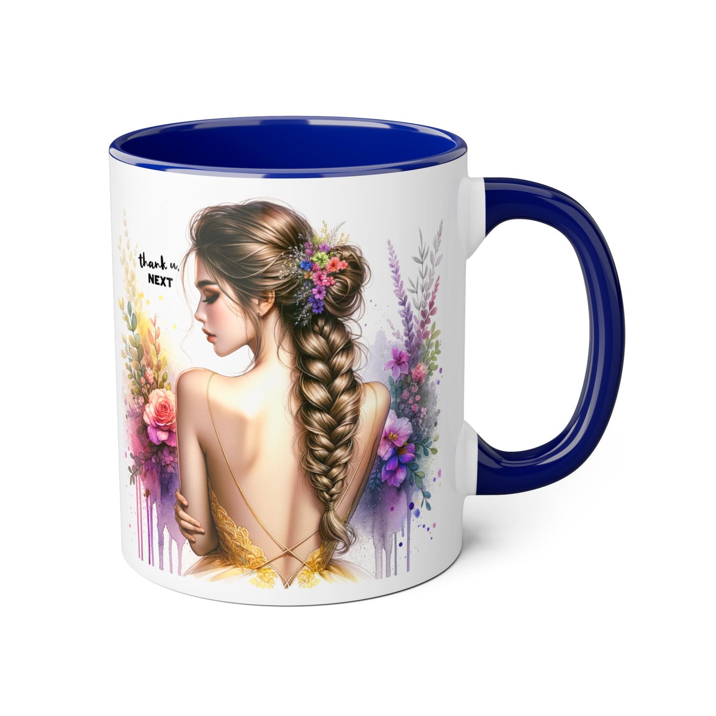 Thank U, Next Floral Art Accent Mug - Perfect Gift for Coffee Lovers, Boho Decor, Birthday, Tea Time, Home Office