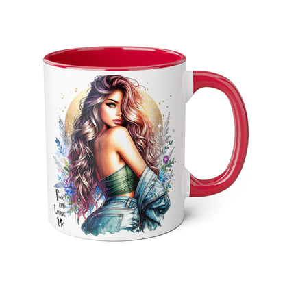 Artistic Accent Mug, Colorful Coffee Cup, Unique Gift for Her, Dreamy Floral Design, Ideal for Birthdays, Self-Care Moments