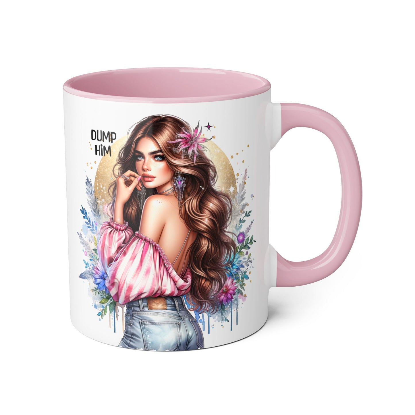 Dump Him Accent Mug, Coffee Cup for Empowering Women, Fun Gift for Friends, Inspirational Drinkware, Birthday, Self-care