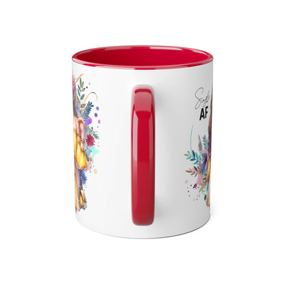 Single AF Floral Accent Mug - Perfect Gift for Singles, Cute Coffee Cup for Friends, Birthday or Self-Care Treat
