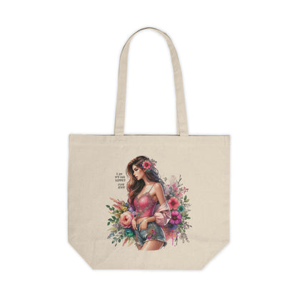 I Am My Own Happily Ever  After Floral Chic Canvas Tote Bag, Eco-Friendly Shopping Bag, Summer Beach Tote, Gift for Her, Boho Style Bag