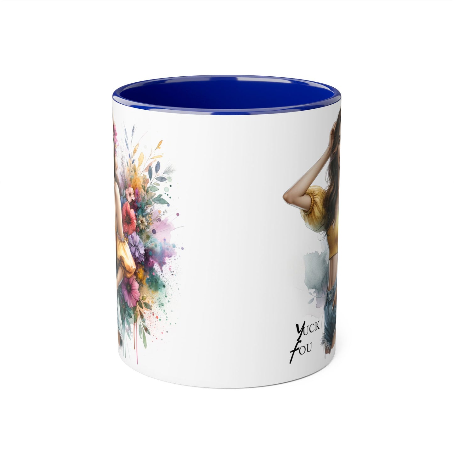 Yuck Fou Floral Accent Mug: Stylish Coffee Cup for Home, Gifts, Birthdays, Tea Lovers, Art Enthusiasts