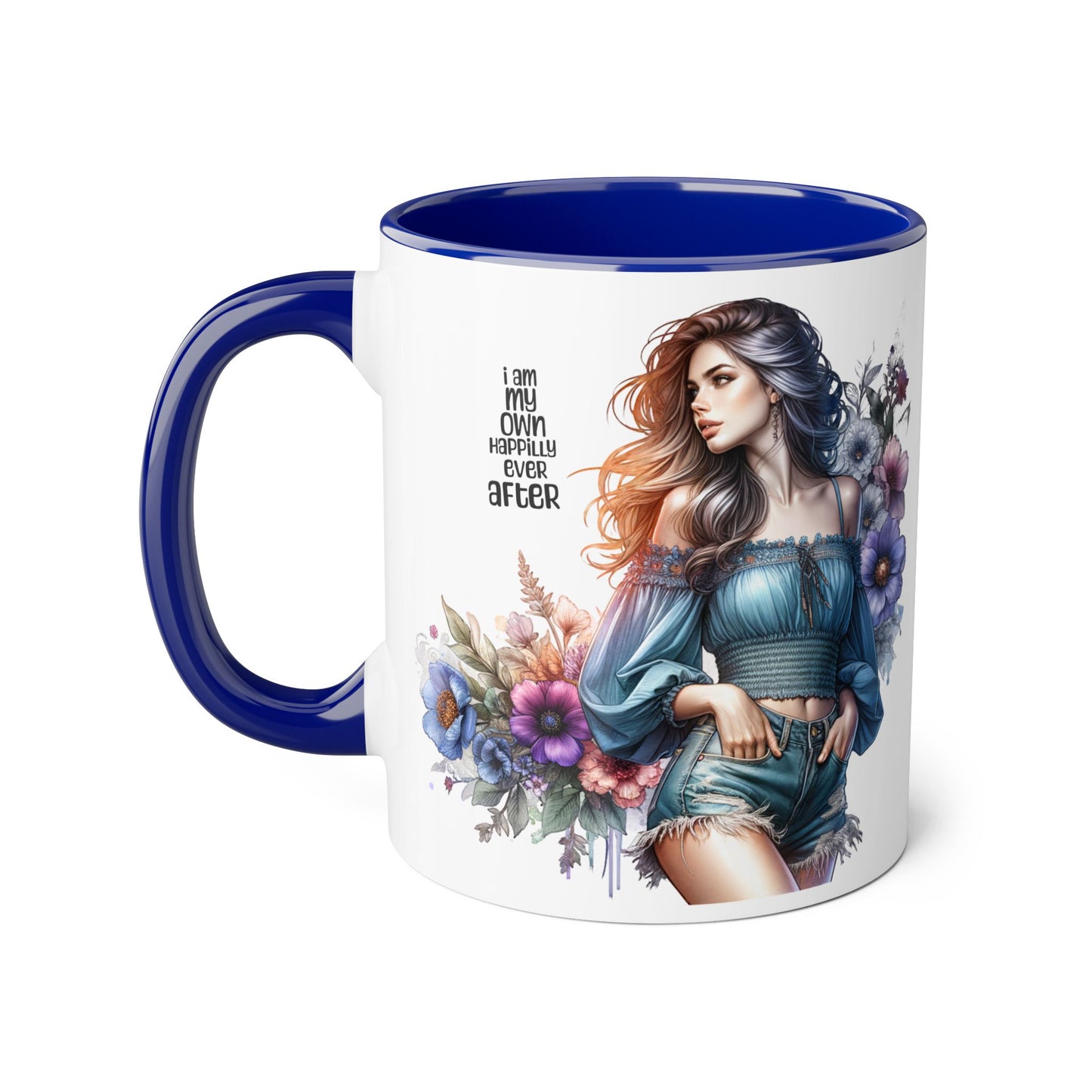 I Am My Own Happily Ever After Whimsical Floral Accent Mug - Perfect Gift for Her, Inspirational Coffee Cup, Self-Care Quotes, Boho Decor, Unique Tea Mug
