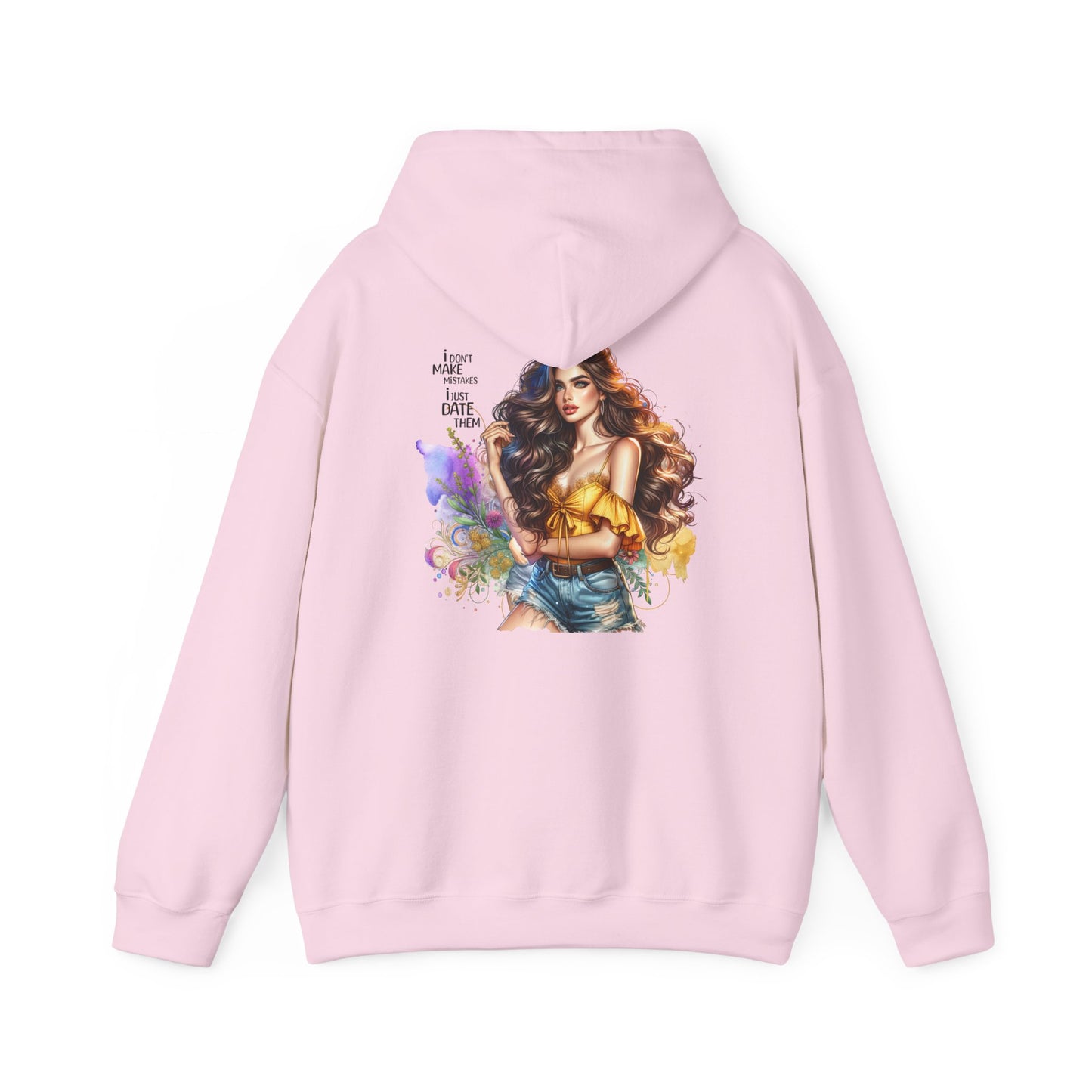 I Don`t  Make Mistakes, I Just Date Them Colorful Artistic Hooded Sweatshirt with Inspirational Quote, Cozy Unisex Pullover, Streetwear Fashion, Unique Gift Idea, Art Lover Apparel