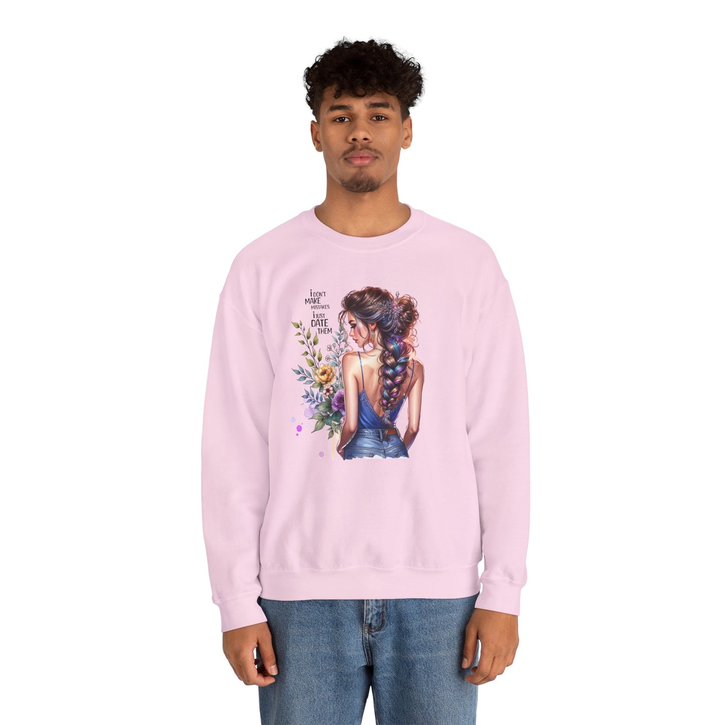 I Don`t  Make Mistakes, I Just Date Them Floral Illustration Crewneck Sweatshirt, Cozy Gift for Her, Casual Fashion, Spring Wardrobe Essential, Art Lover Apparel