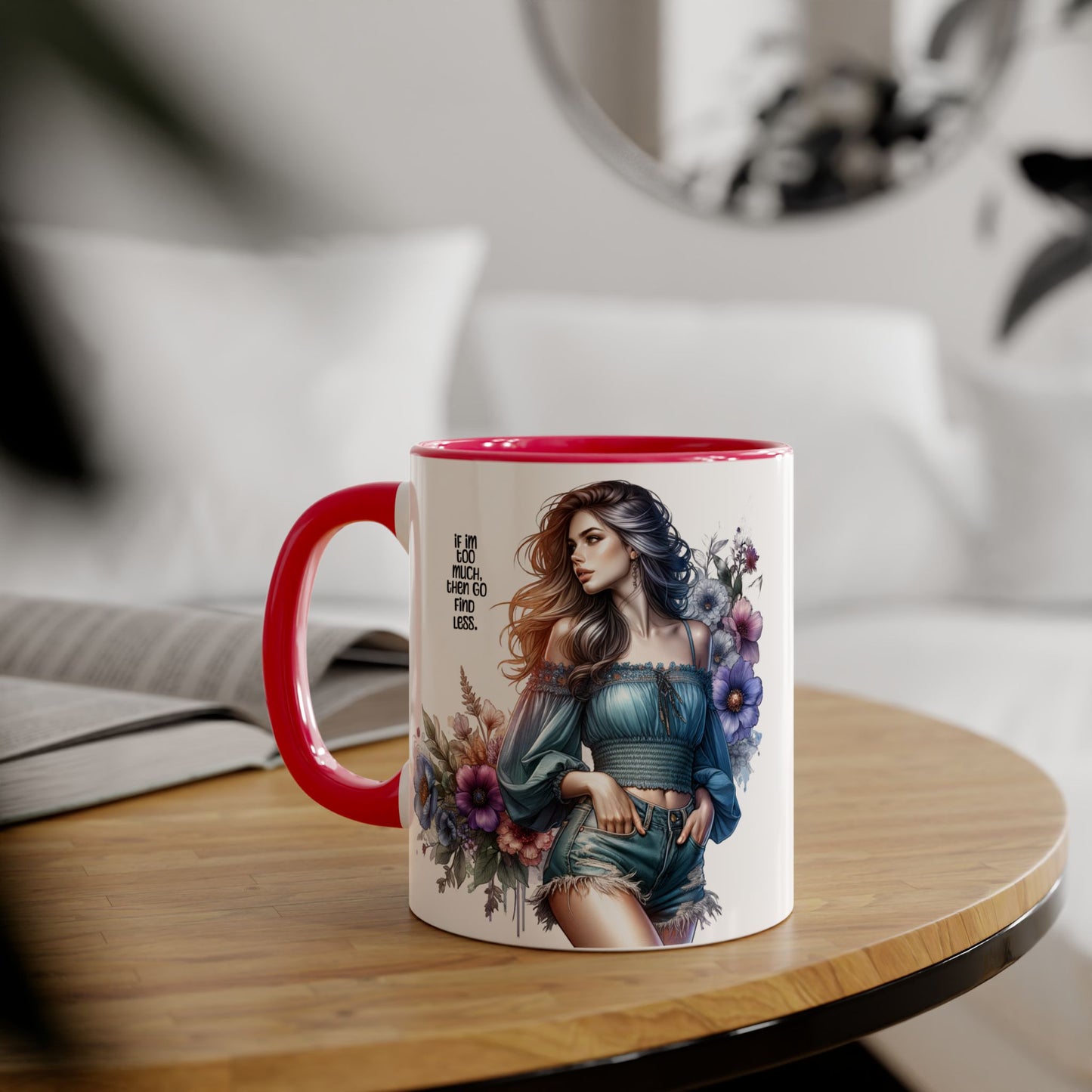 Floral Art Accent Mug, Inspirational Coffee Cup, Gift for Her, Flower Design Mug, Motivational Tea Mug, Unique Housewarming Gift
