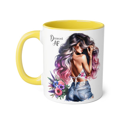 Dreamy Diva Accent Mug, Coffee Cup, Divorced AF Floral Design, Gift for Her, Unique Women’s Mug, Birthday Present, Relaxing Tea Cup