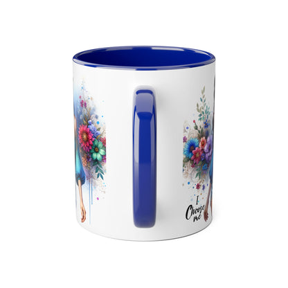 I Choose Me Boho Floral Accent Mug, Choose Me Coffee Cup, Unique Gift for Her, Art Mug, Colorful Drinkware