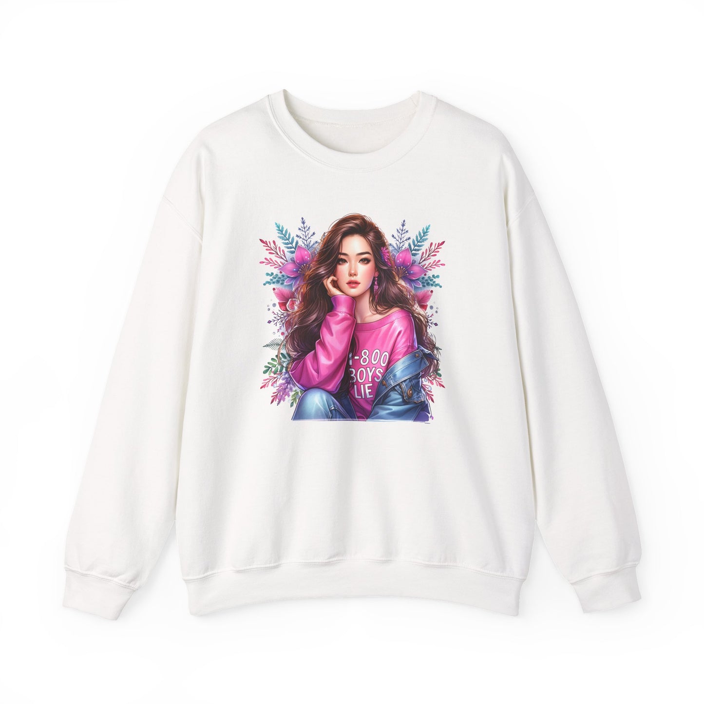 1-800-Boys-Lie Trendy Crewneck Sweatshirt - Cozy Unisex Pullover, Perfect for Casual Days, Gifts for Her, Cute Fashion Layering, Everyday Style