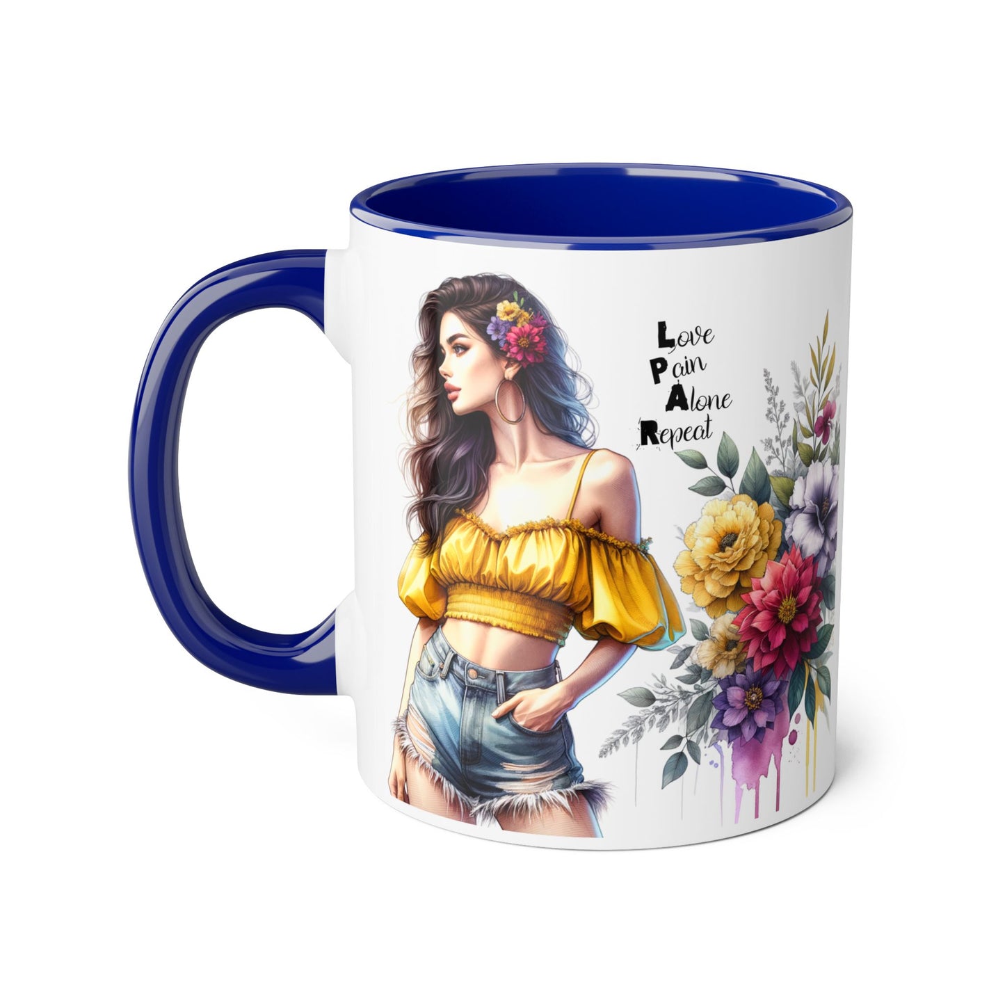 Boho Floral Accent Mug, Stunning Gift for Tea Lovers, Home Decor, Coffee Lover's Gift, Birthday Present, Art Print Mug