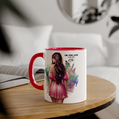 I'm Too Cute For My Ex Accent Mug featuring Cute Design for Sip and Style Lovers, Gift for Friends, Home Decor, Coffee Lovers, Tea Enthusiasts