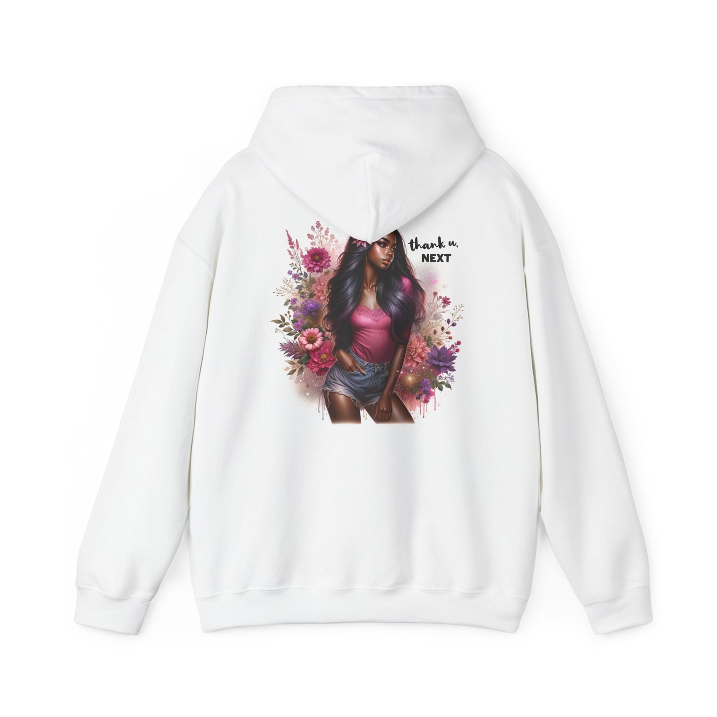 Thank U, Next Floral Graphic Sweatshirt - Cozy Unisex Hooded Sweatshirt, Perfect for Casual Days, Gifts for Friends, Spring Style, Trendy Streetwear