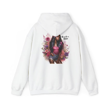 Thank U, Next Floral Graphic Sweatshirt - Cozy Unisex Hooded Sweatshirt, Perfect for Casual Days, Gifts for Friends, Spring Style, Trendy Streetwear
