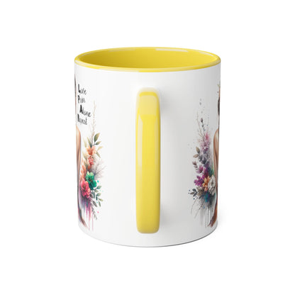 Beautiful Floral Accent Mug, Inspirational Coffee Cup, Love Pain Alone Repeat, Gift for Her, Home Decor, Bohemian Style