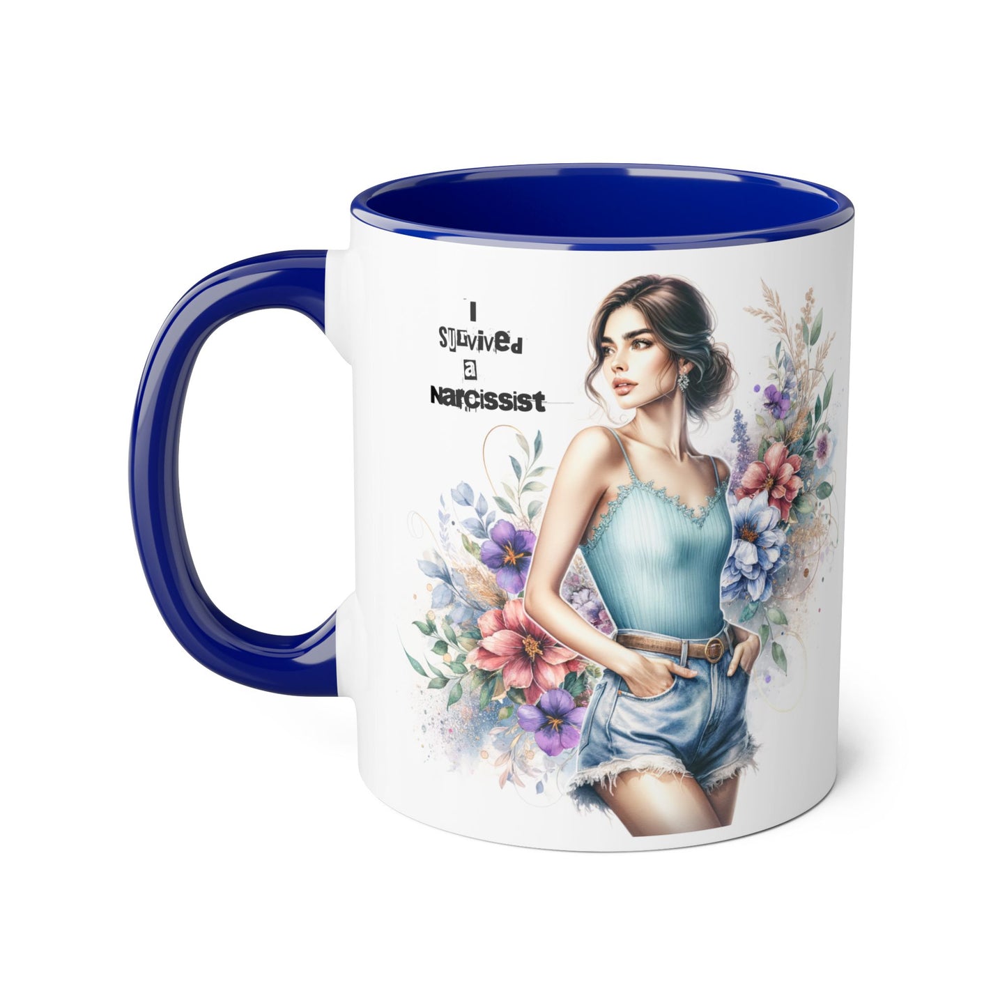 Narcissist Accent Mug, Unique Coffee Cup Gift, Floral Design Mug, Perfect for Self-Care Lovers, Inspirational Drinkware