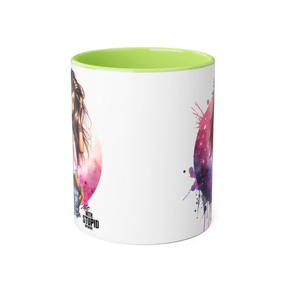 Not With Stupid Anymore Humoristic Artistic Accent Mug - Unique Drinkware for Art Lovers, Perfect Gift for Birthdays, Holidays, or Just Because