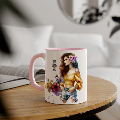 If I'm Too Much, Then Go Find Less Bohemian Accent Mugs, Inspirational Coffee Cup, Floral Art Mug, Unique Gift for Her, Cute Kitchen Decor, Perfect for Birthdays, Self-Care
