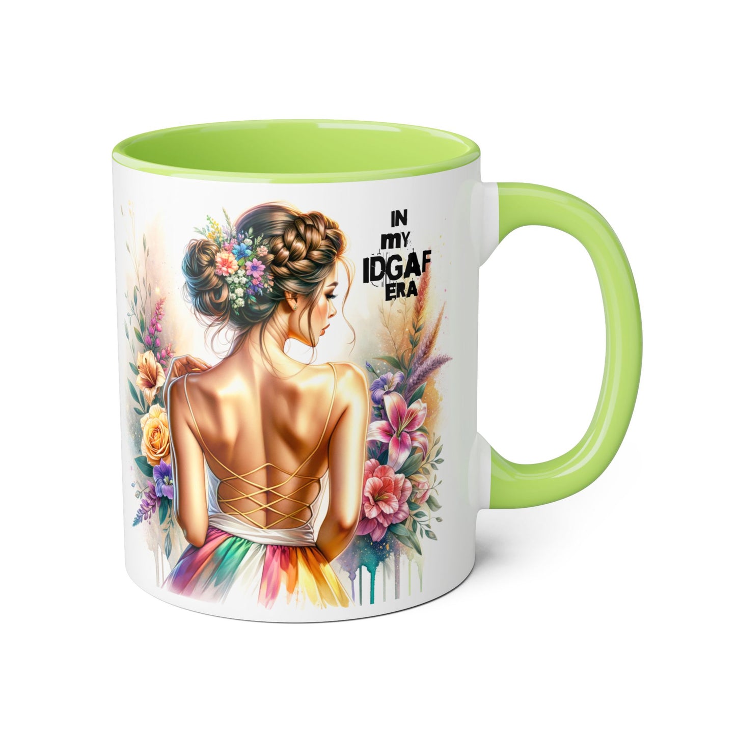 Bold Floral IDGAF Era Mug, Artistic Coffee Cup, Gift for Her, Self-Care, Coffee Lovers, Inspirational Drinkware