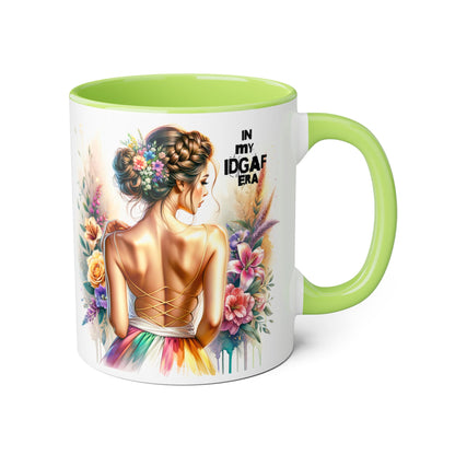 Bold Floral IDGAF Era Mug, Artistic Coffee Cup, Gift for Her, Self-Care, Coffee Lovers, Inspirational Drinkware