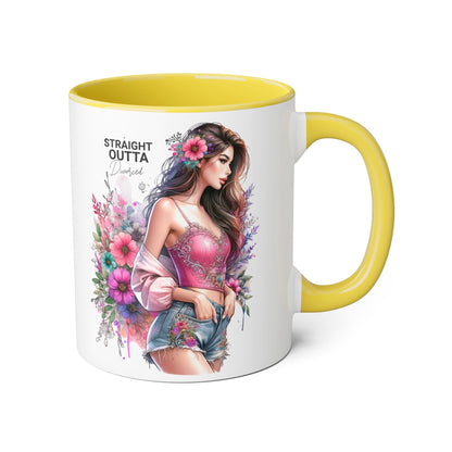 Straight Outta Divorced Humoristic Floral-Inspired Accent Mug, Perfect for Gifts, Home Decor, Coffee Lovers, Tea Enjoyers