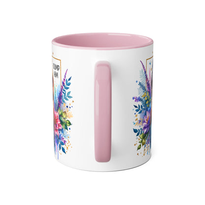 Colorful Floral Accent Mug with 'Dump Him' Design, Perfect Gift for Friends, Celebrations, Self-Care, Motivational Mug, Coffee Lover's Gift