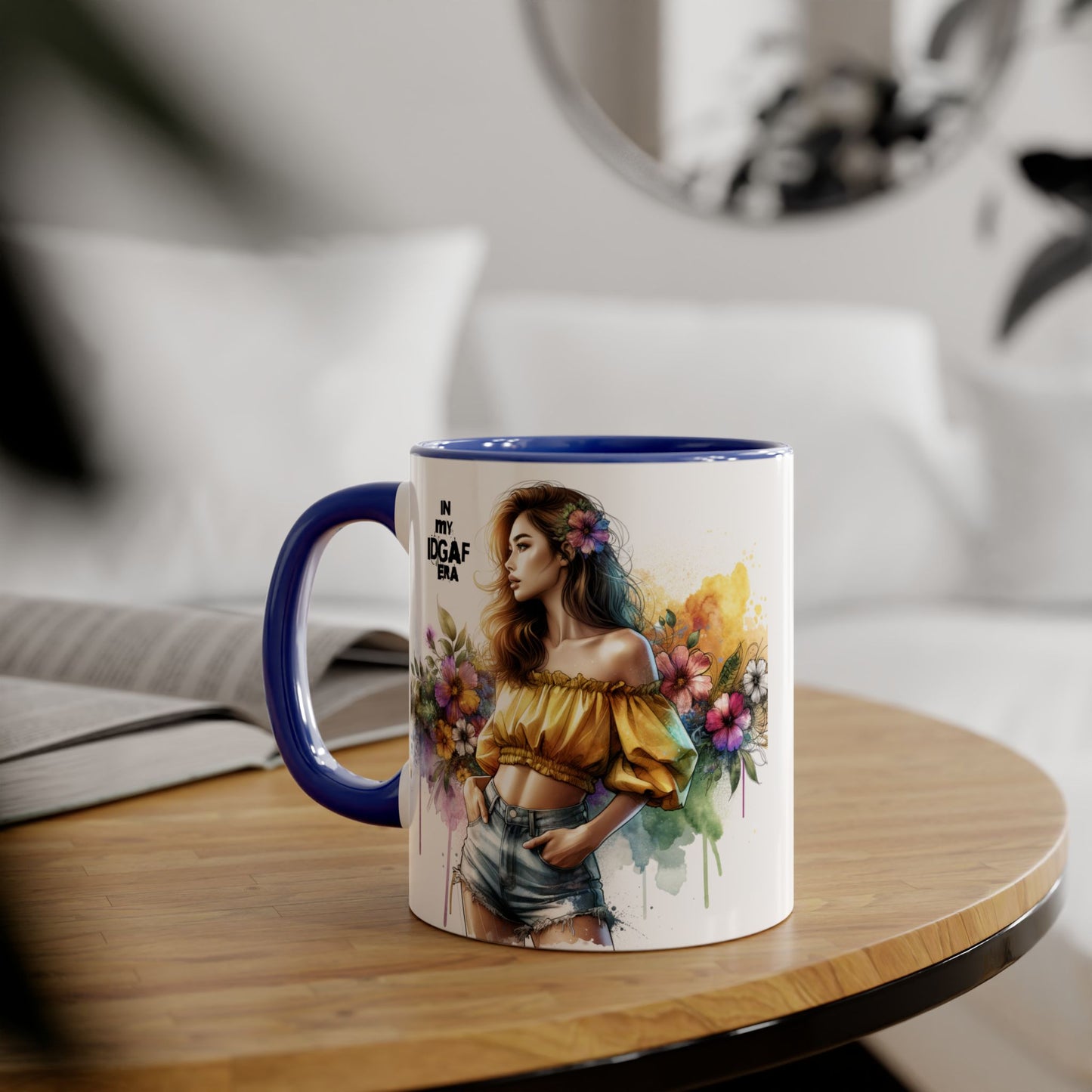 Colorful IDGAF Era Accent Mugs, Unique Coffee Cup for Bold Souls, Gifts for Women, Floral Design Mugs, Fun Cafe Mugs