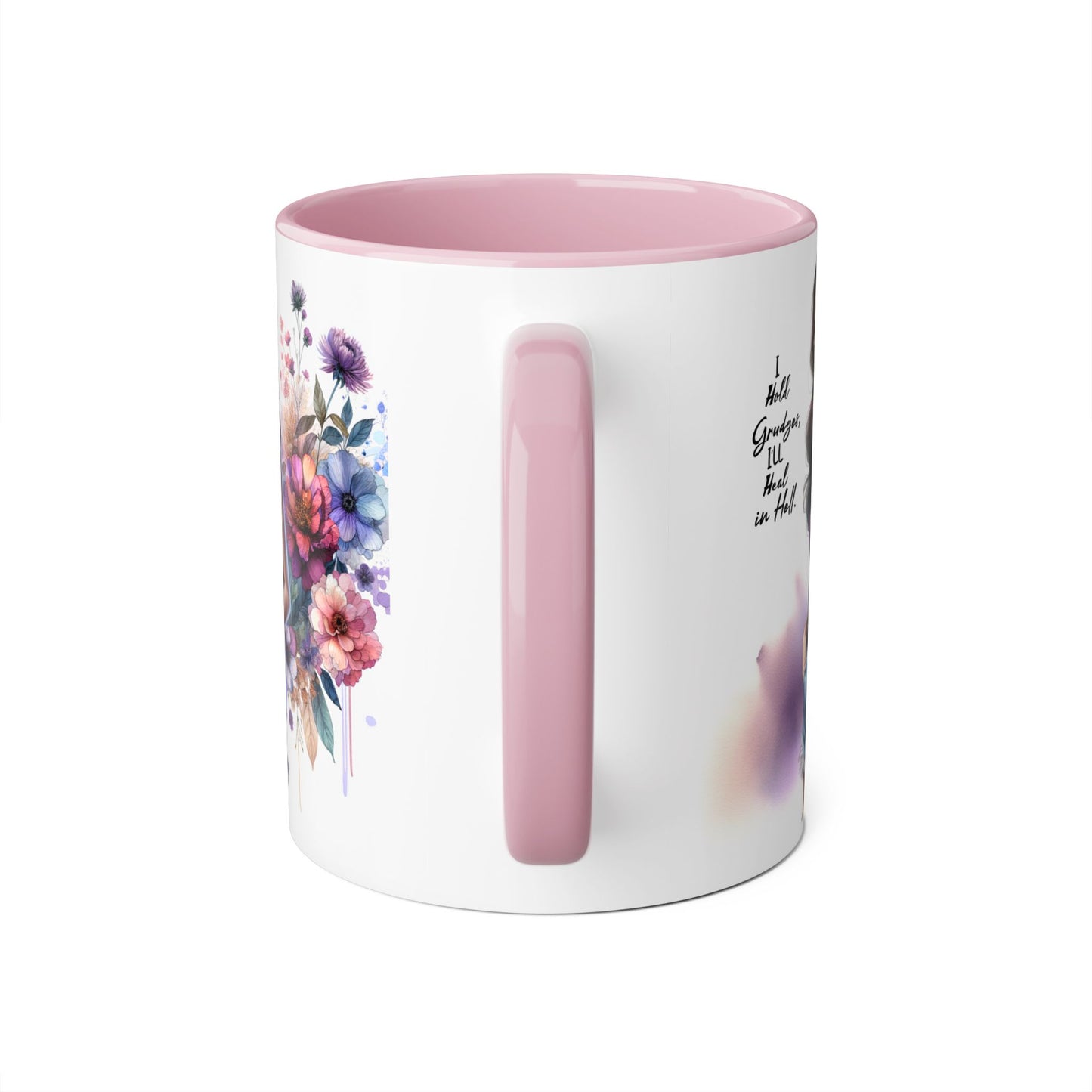 I Hold Grudges, I'll Heal in Hell Boho Floral Accent Mug - Perfect Gift for Grandmas, Coffee Lovers, Home Decor, Birthday, Mother's Day