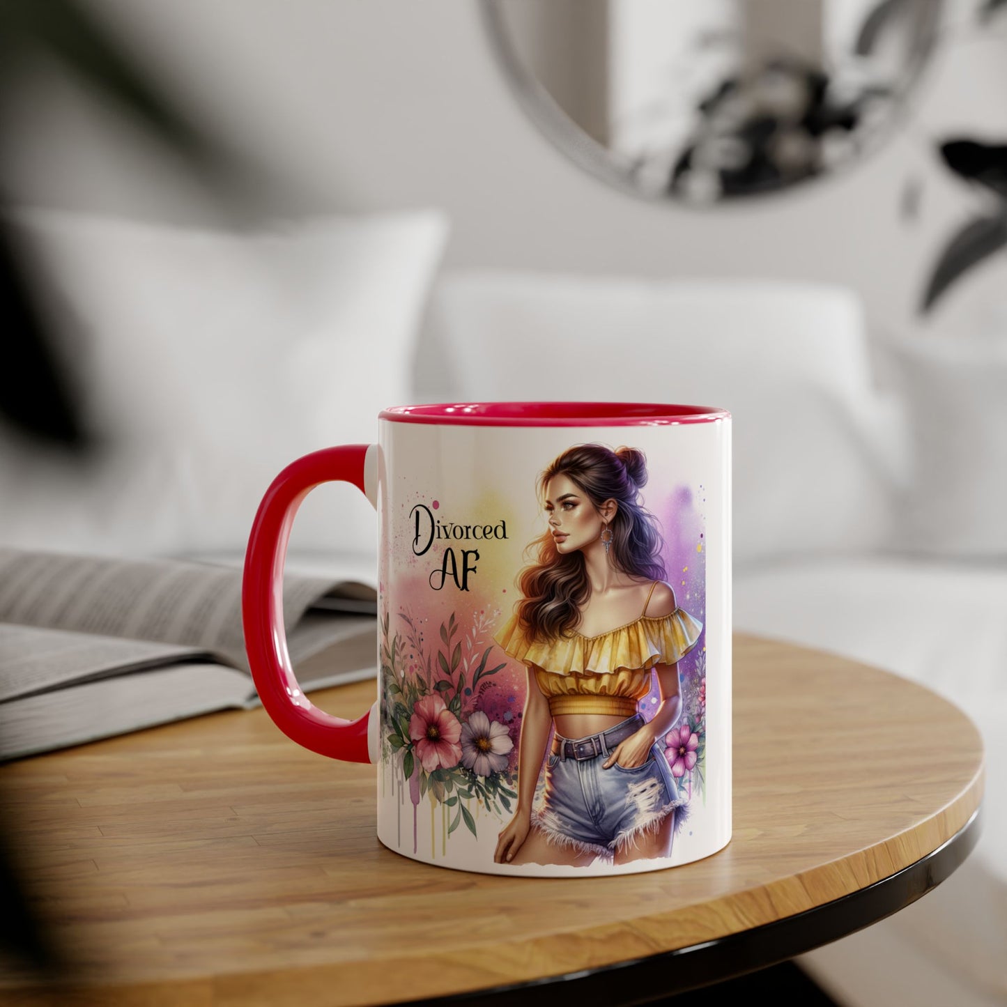 Divorced AF Accent Mug, Floral Coffee Cup, Empowerment Gift, Self-Care Mug, Funny Divorce Coffee Mug, Unique Drinkware