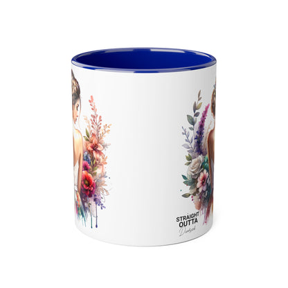 Straight Outta Divorced Humoristic Floral Art Mug, Personalized Gift Mug, Wedding Gift, Coffee Mug, Inspirational Mug, Colorful Accent Mug