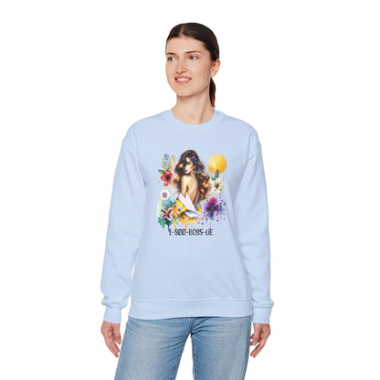 1-800-Boys-Lie Bohemian Floral Crewneck Sweatshirt, Trendy Oversized Sweater, Unique Gift for Her, Cozy Fall Apparel, Birthday & Casual Wear