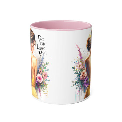 Floral Coffee Mug - Free and Loving Me, Artistic Gift for Her, Boho Style Coffee Cup, Inspirational Home Décor, Perfect for Birthdays, [...]