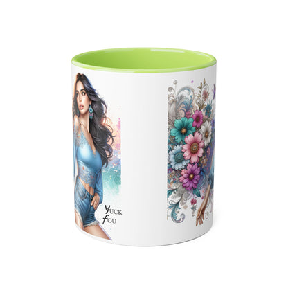 Yuck Fou Artistic Accent Mug, Floral Coffee Cup, Unique Gift for Her, Decorative Drinkware, Birthday Present, Home Décor